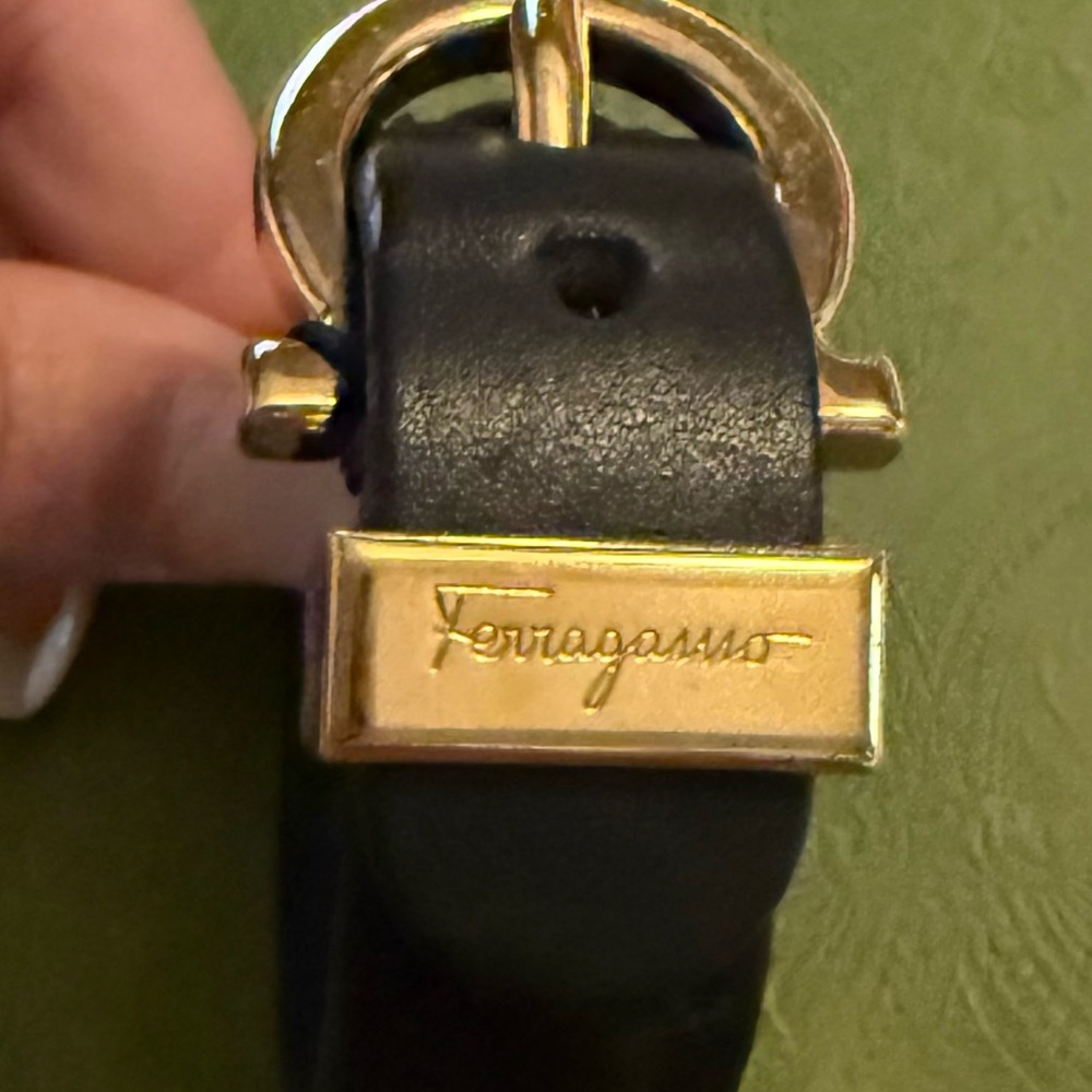 Salvatore Ferragamo Black Leather Bracelet